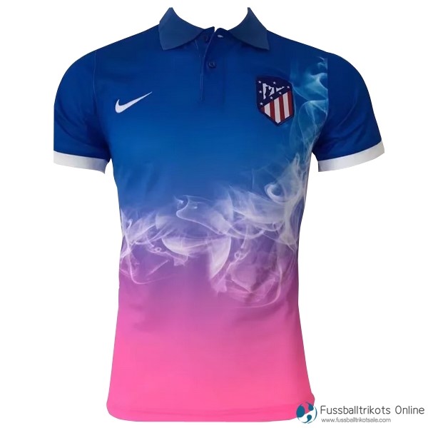 Atletico Madrid Polo 2017-18 Blau Pink Fussballtrikots Günstig